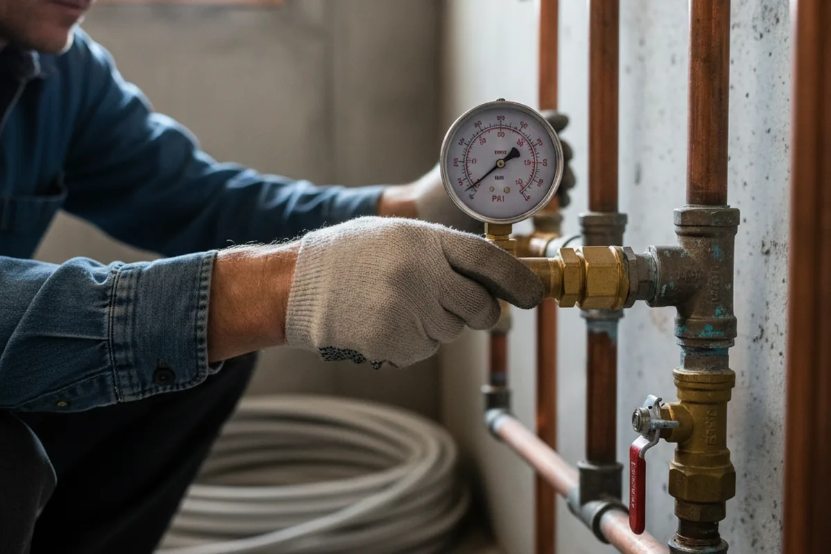 Pressure testing a repaired line during Water Line Repair in Questa